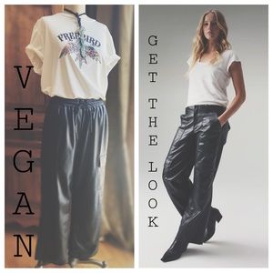 Black Vegan Leather Cargo Pants